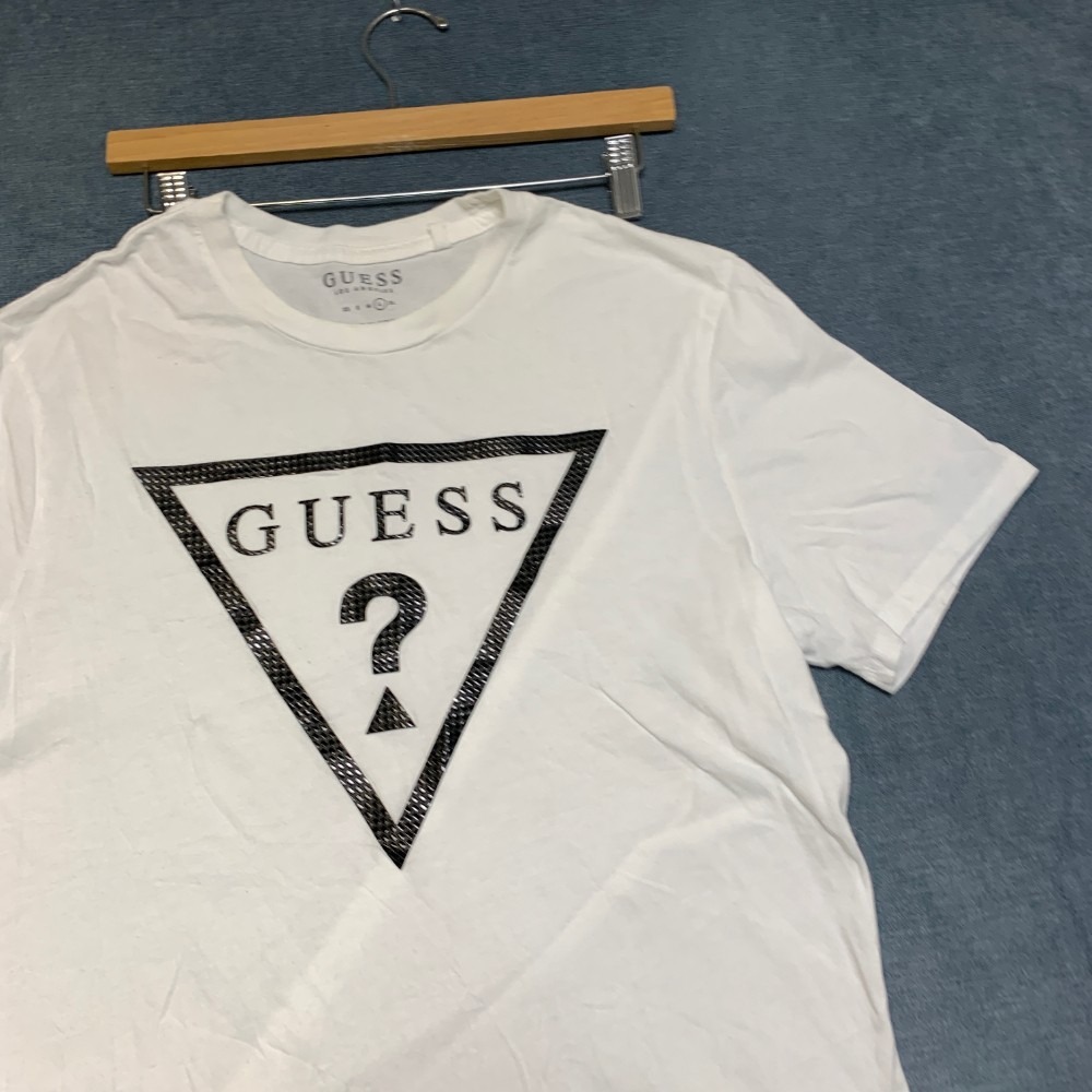 Guess T Shirt Mens Large White Graphic Spell Out Logo Crew Neck Short Sleeve - Picture 5 of 16